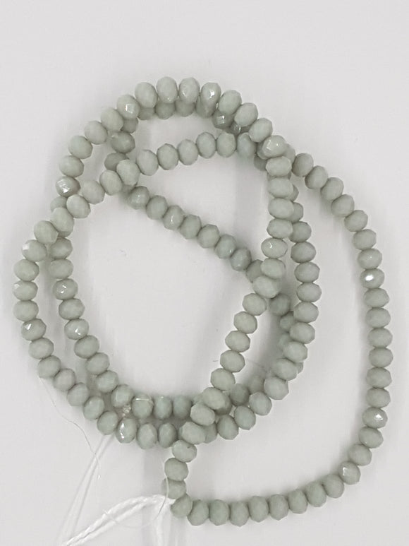 4MM GLASS FACETED RONDELLE BEADS - GREY OPAL