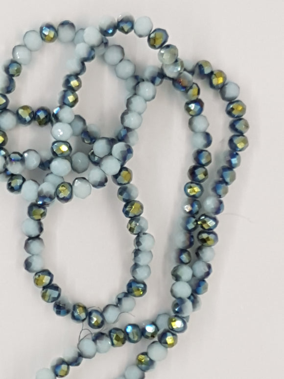 4MM GLASS FACETED ELECTROPLATED RONDELLE BEADS - WARM WHITE