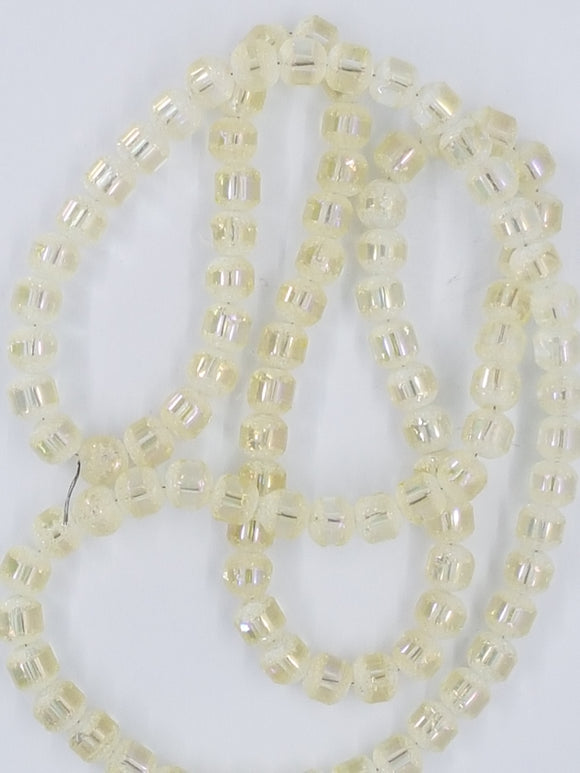 4-4.5MM GLASS ELECTROPLATED FROSTED RONDELLE BEADS - YELLOW