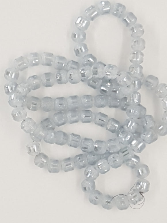 4-4.5MM GLASS ELECTROPLATED FROSTED RONDELLE BEADS - SILVER