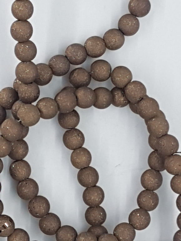 4MM GLASS ELECTROPLATED FROSTED RONDELLE BEADS - BRONZE