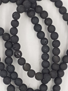 4MM GLASS ELECTROPLATED FROSTED RONDELLE BEADS - GUNMETAL