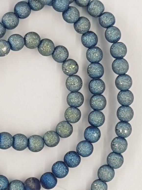 4MM GLASS ELECTROPLATED FROSTED RONDELLE BEADS - BLUE/GREEN