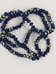 3MM GLASS ELECTROPLATED FACETED RONDELLE BEADS - BLUE/GREEN