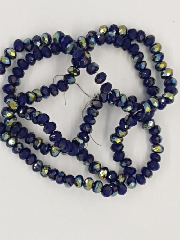 3MM GLASS ELECTROPLATED FACETED RONDELLE BEADS - BLUE/GREEN