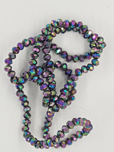 3MM GLASS ELECTROPLATED FACETED RONDELLE BEADS - VITRAIL