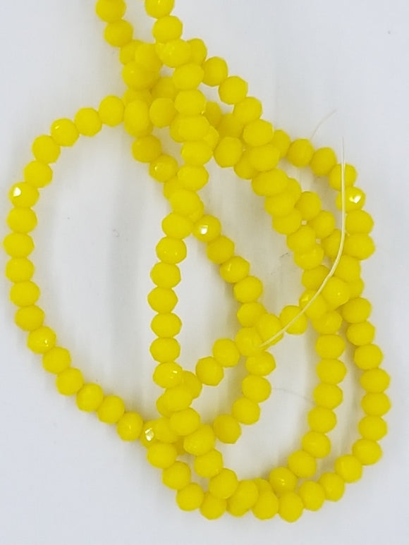 3MM GLASS CRYSTAL FACETED RONDELLE BEADS - YELLOW