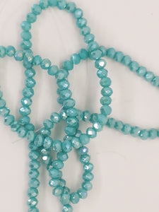 3MM GLASS CRYSTAL FACETED ELECTROPLATED RONDELLE BEADS - ICE BLUE