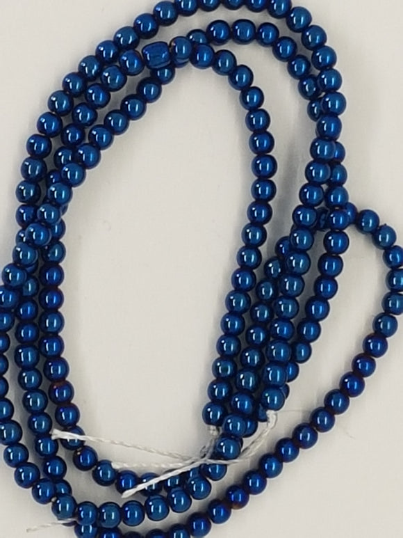 2.5MM GLASS NON MAGNETIC SYNTHETIC HEMATITE BEADS - DARK BLUE