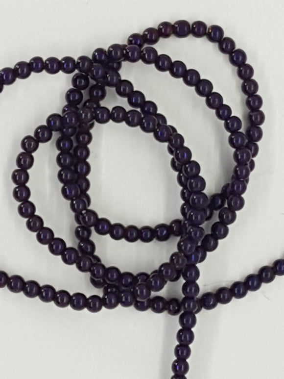 2.5MM GLASS NON MAGNETIC SYNTHETIC HEMATITE BEADS - DARK PURPLE
