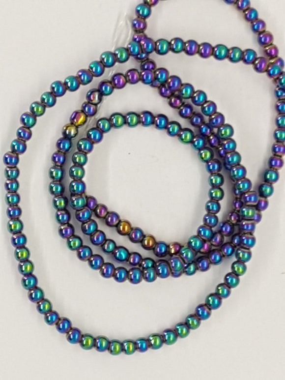 2.5MM GLASS NON MAGNETIC SYNTHETIC HEMATITE BEADS - VITRAIL