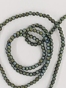 2.5MM GLASS NON MAGNETIC SYNTHETIC HEMATITE BEADS - GREEN