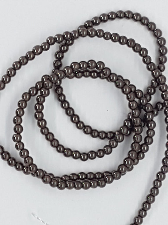 2.5MM GLASS NON MAGNETIC SYNTHETIC HEMATITE BEADS - BROWN