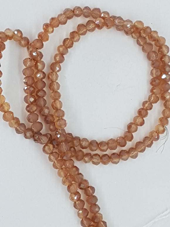 4MM GLASS FACETED RONDELLE BEADS - HALF PLATED - DUSKY PINK