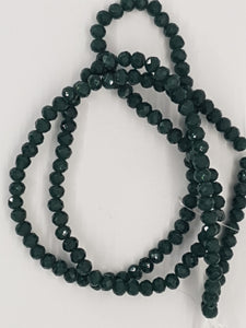 4MM GLASS FACETED RONDELLE BEADS - DARK GREEN