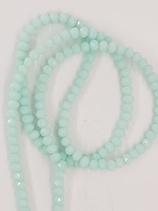 4MM GLASS FACETED RONDELLE BEADS - PALE MINT