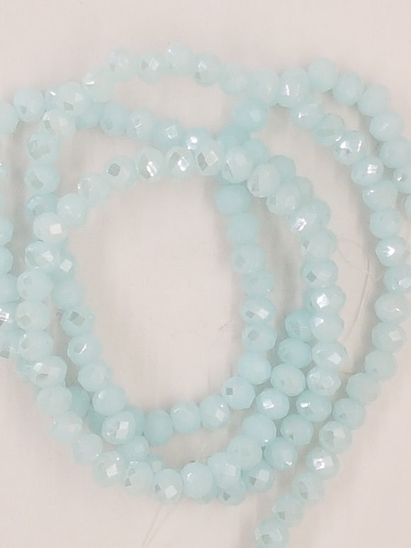 4MM GLASS FACETED ELECTROPLATED RONDELLE BEADS - ICE BLUE