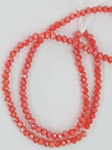 3MM CRYSTAL GLASS FACETED RONDELLE BEADS - TOMATO