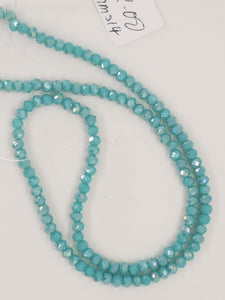 3MM CRYSTAL GLASS FACETED RONDELLE BEADS - PLATED TURQUOISE