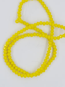 3MM CRYSTAL GLASS FACETED RONDELLE BEADS - YELLOW