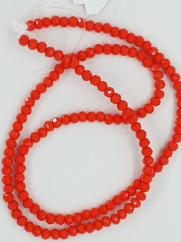 3MM GLASS FACETED RONDELLE BEADS - RED