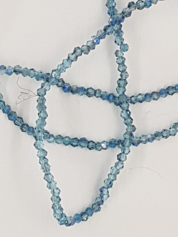 BICONES - 2MM CRYSTAL GLASS FACETED BEADS - Per Strand - BLUE COLOUR