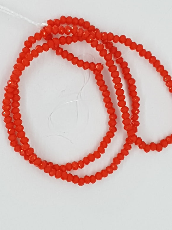 2MM CRYSTAL GLASS FACETED RONDELLE BEADS - RED