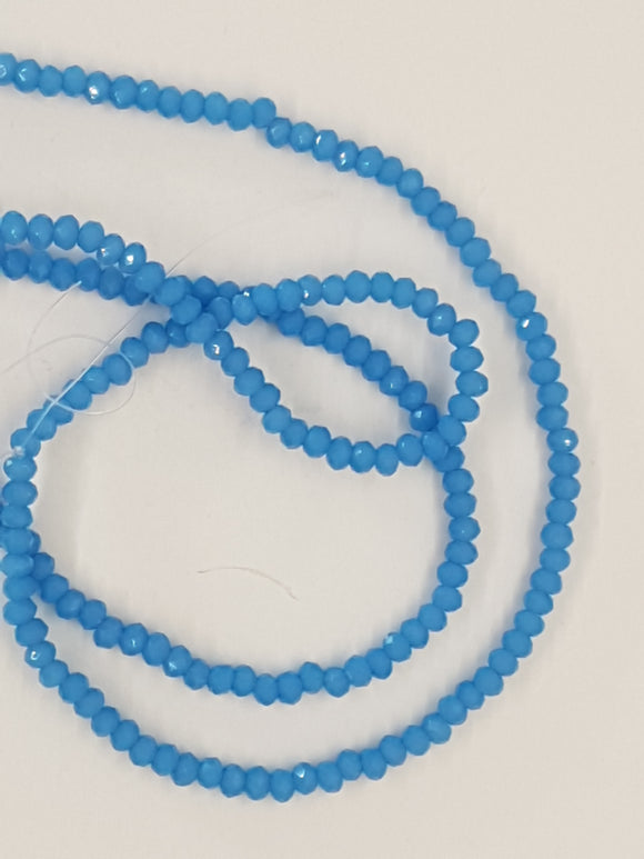2MM CRYSTAL GLASS FACETED RONDELLE BEADS - BLUE