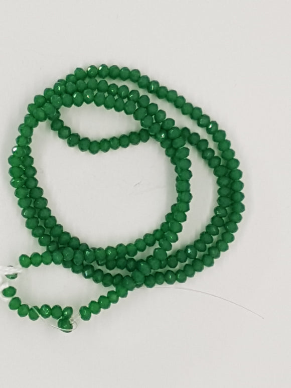 2MM CRYSTAL GLASS FACETED RONDELLE BEADS - GREEN