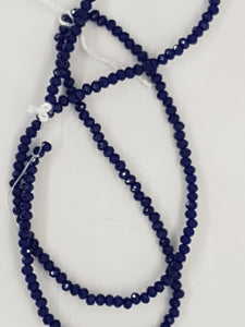 2MM CRYSTAL GLASS FACETED RONDELLE BEADS - ROYAL BLUE