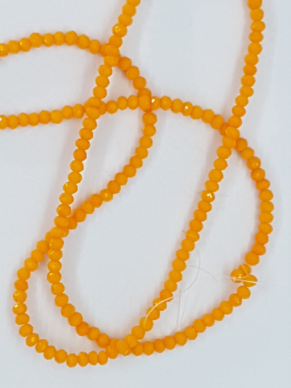 2MM CRYSTAL GLASS FACETED RONDELLE BEADS - YELLOW