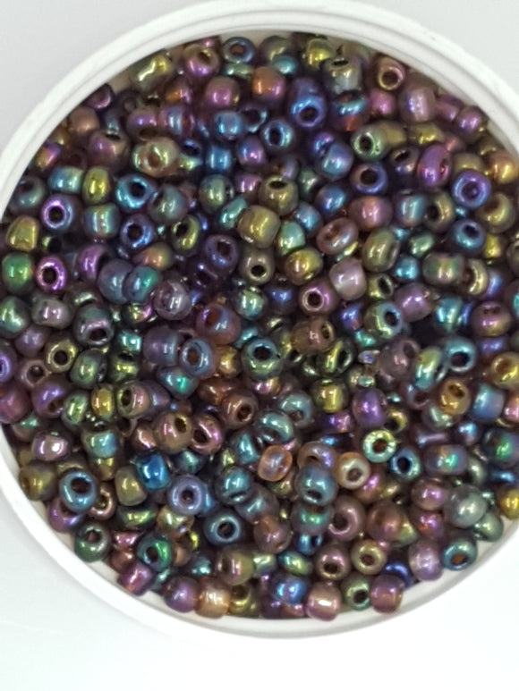 6/0 CHINESE ROUND SEED BEADS - TRANS. RAINBOW COLOURS
