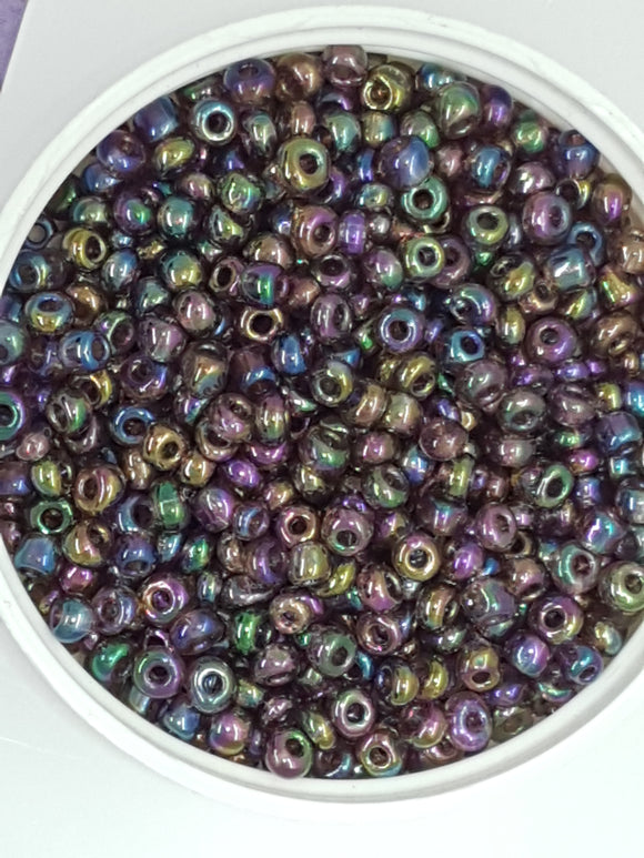 6/0 CHINESE ROUND SEED BEADS - TRANS. RAINBOW - MISTY ROSE