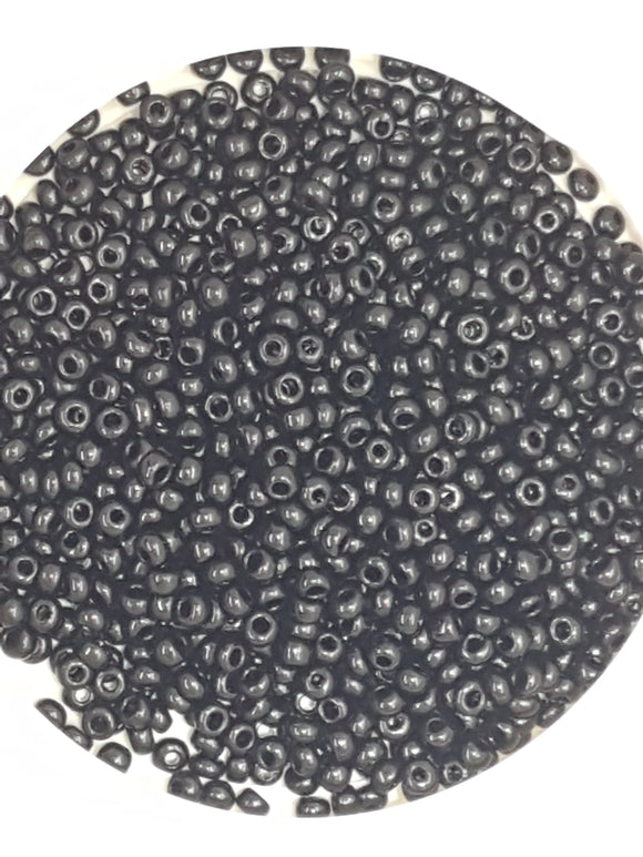8/0 CHINESE GLASS SEED BEADS - OPAQUE BLACK