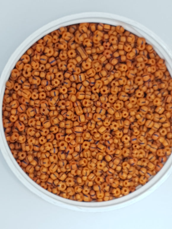 8/0 CHINESE GLASS SEED BEADS - OPAQUE - ORANGE/ROYAL BLUE