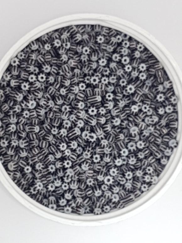 8/0 CHINESE GLASS SEED BEADS - OPAQUE - BROWN/WHITE