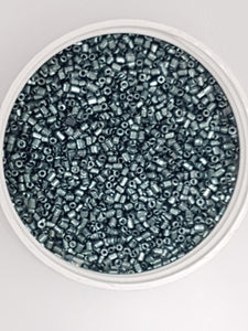 8/0 CHINESE GLASS TWO CUT HEXAGON SEED BEADS - OPAQUE BLUE/GREEN