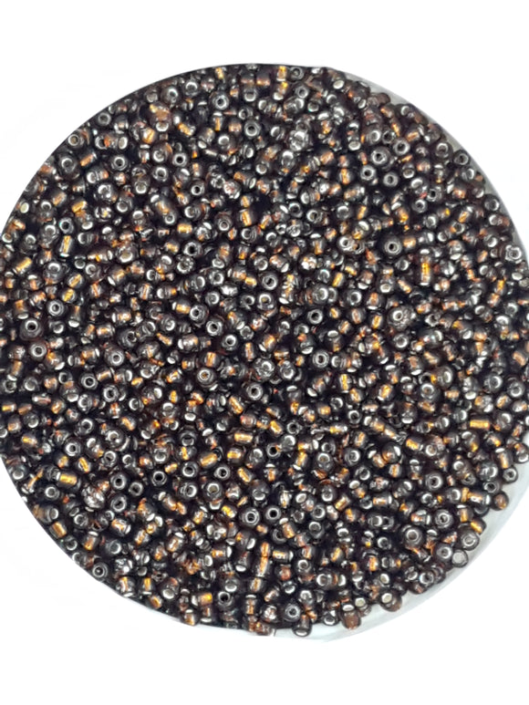 12/0 CHINESE GLASS SEED BEADS - SILVER LINED - BROWN