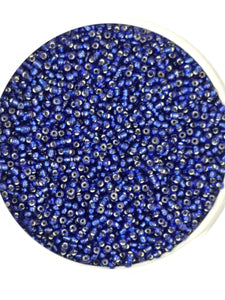 12/0 CHINESE GLASS SEED BEADS - SILVER LINED - DARK BLUE