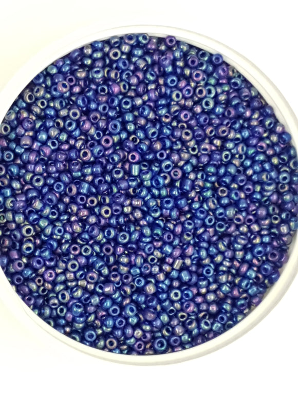 12/0 CHINESE GLASS SEED BEADS - OPAQUE - BLUE RAINBOW