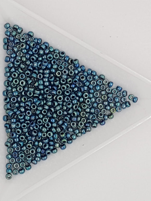 11/0 JAPANESE GLASS SEED BEADS - OPAQUE - MIDNIGHT METALLIC