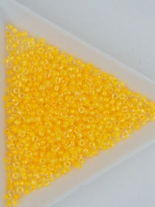 11/0 JAPANESE GLASS SEED BEADS - TRANS. COLOUR LINED - TANGERINE