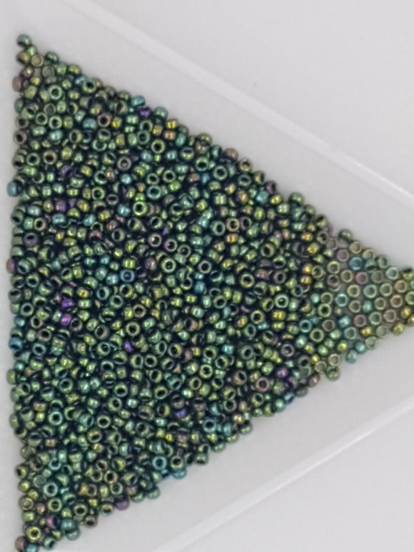 15/0 JAPANESE GLASS SEED BEADS - OPAQUE - TEAL METAL IRIS
