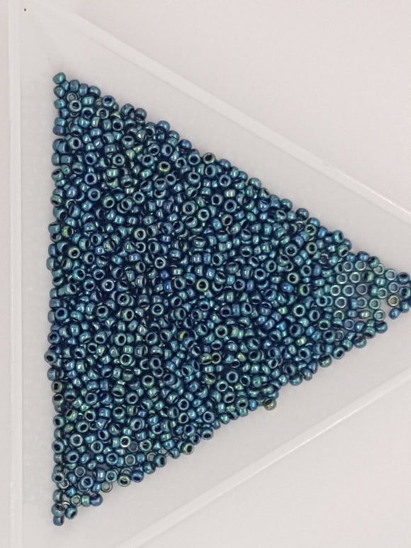 15/0 JAPANESE GLASS SEED BEADS - OPAQUE - MIDNIGHT METALLIC