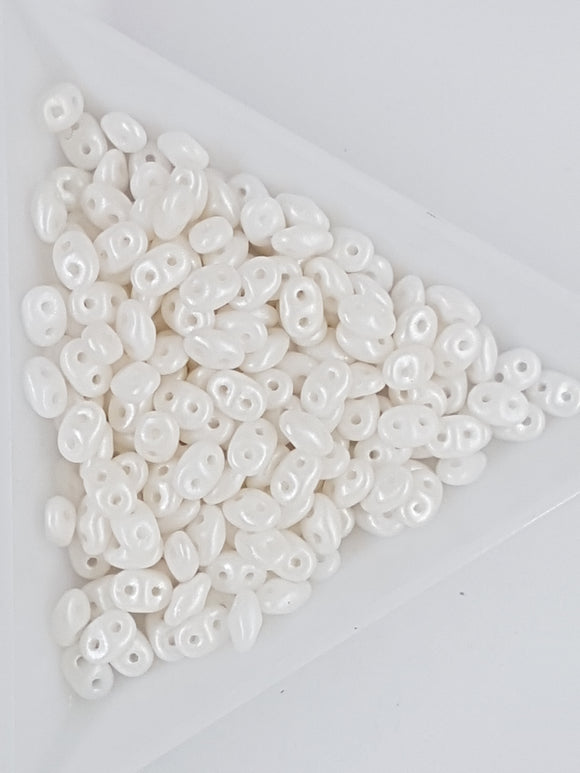 MATSUBO SUPER DUO - CZECH GLASS CRYSTAL - PEARL SHINE WHITE