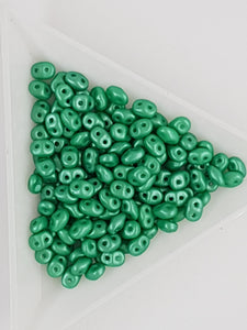 MATSUBO SUPER DUO - CZECH GLASS CRYSTAL - PEARL SHINE LIGHT GREEN