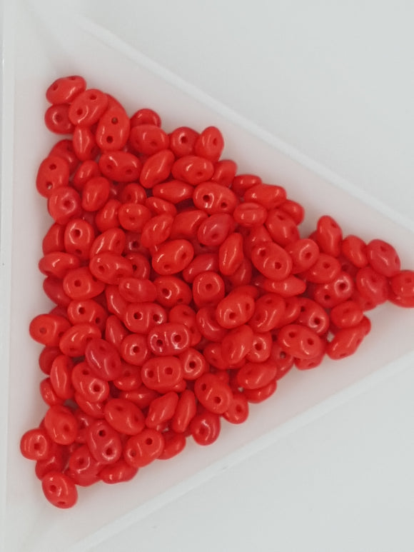 MATSUBO SUPER DUO - CZECH GLASS CRYSTAL - OPAQUE CORAL RED