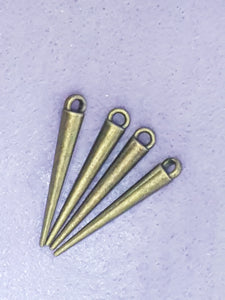 34 X 4MM TIB. STYLE SPIKE BEADS - METAL - ANTIQUE BRONZE