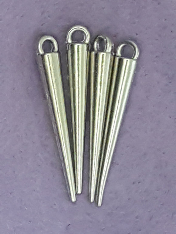 34 X 4MM TIB. STYLE SPIKE BEADS - METAL - PLATINUM
