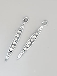 36 X 4MM HORSE EYE PENDANT - WITH RHINESTONES - SILVER